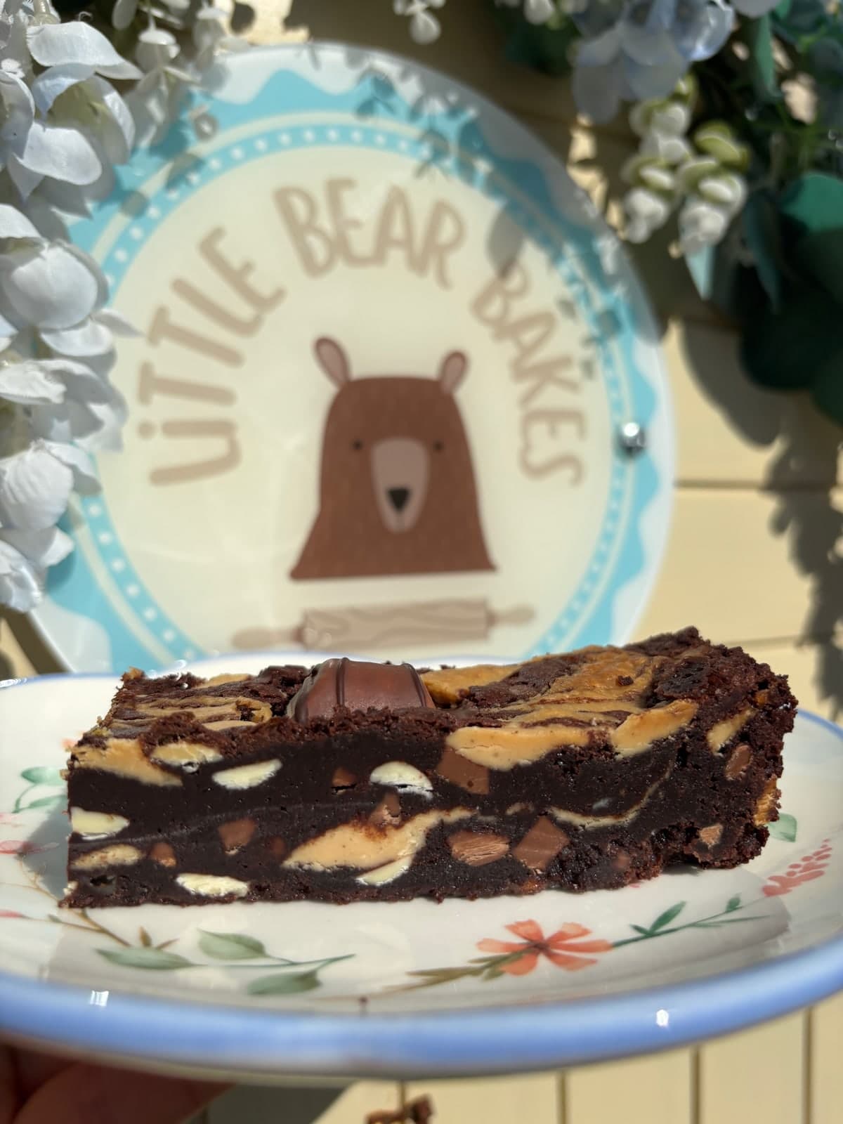 Kinder Bueno Brownie photographed at Little Bear Bakes